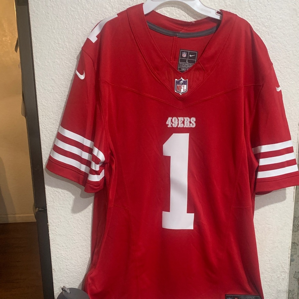 NFL Red and White Football Jerseys with Bold Numbering